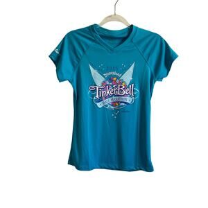 Disneyland 2015 Tinkerbell‎ Half Marathon Blue V-Neck Tee - Size Small